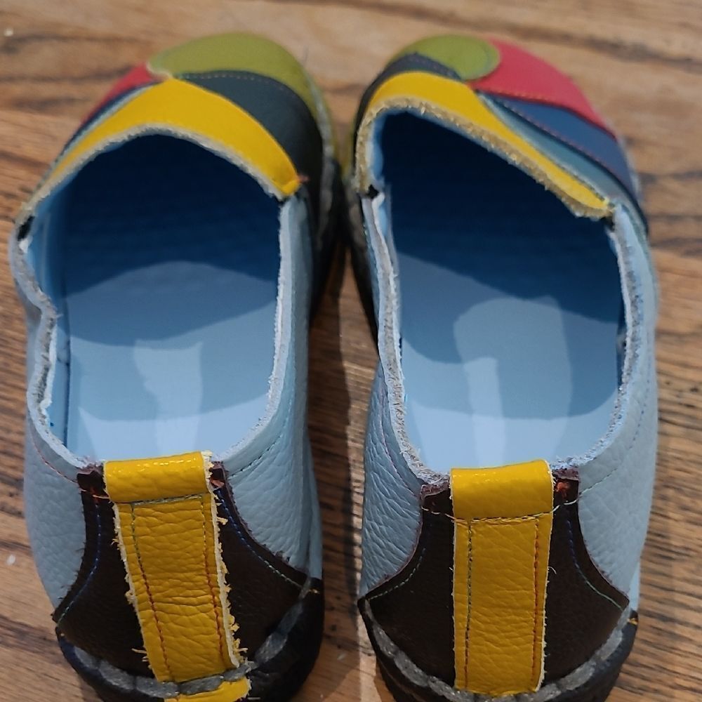 Colorful Patchwork Leather Loafers - image 9